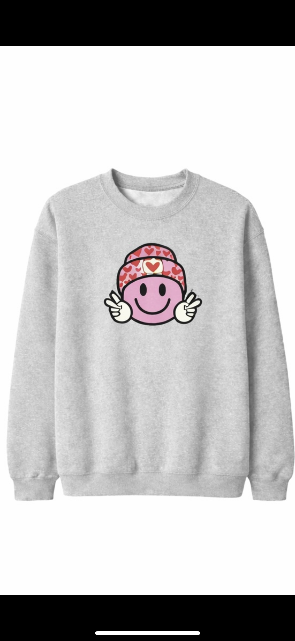 Valentine Smiley Face Crewneck