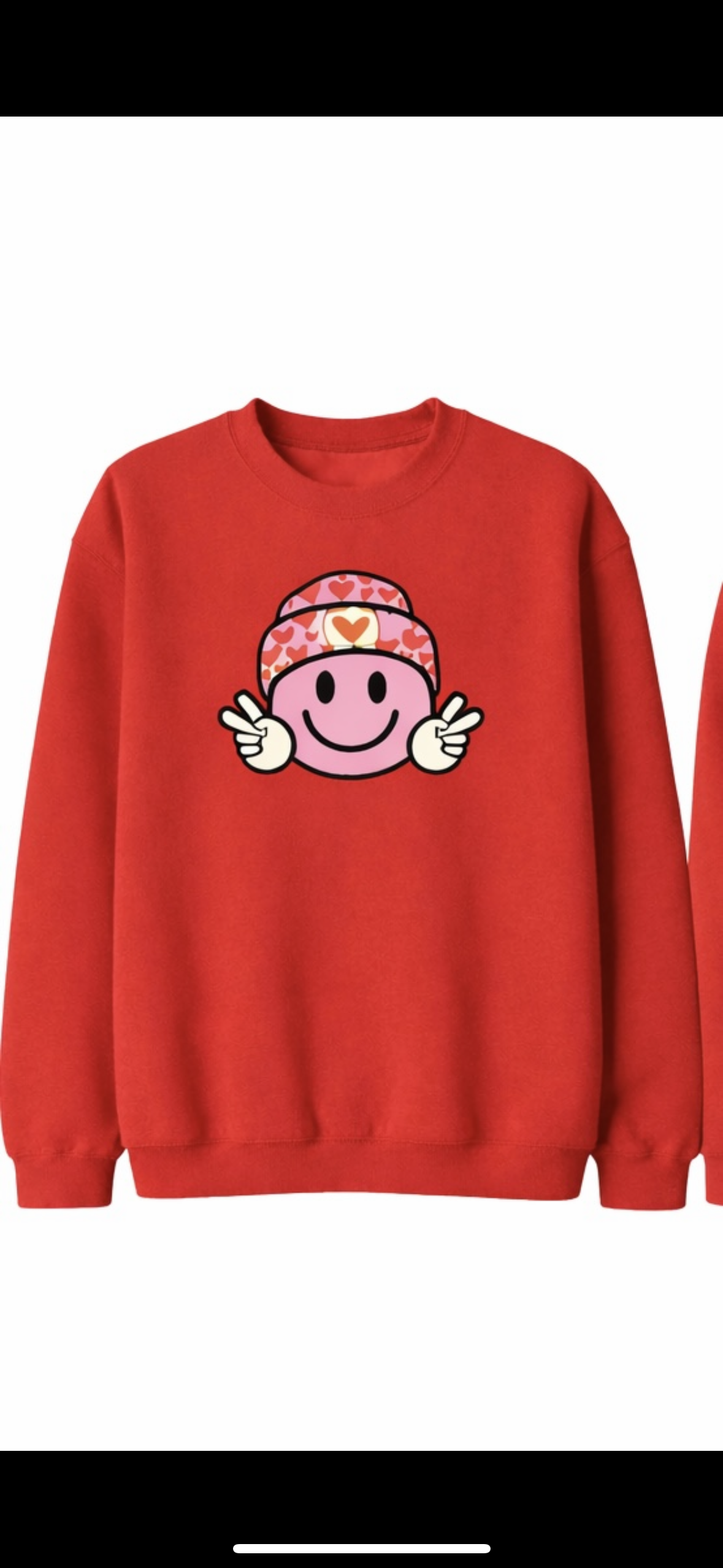 Valentine Smiley Face Crewneck
